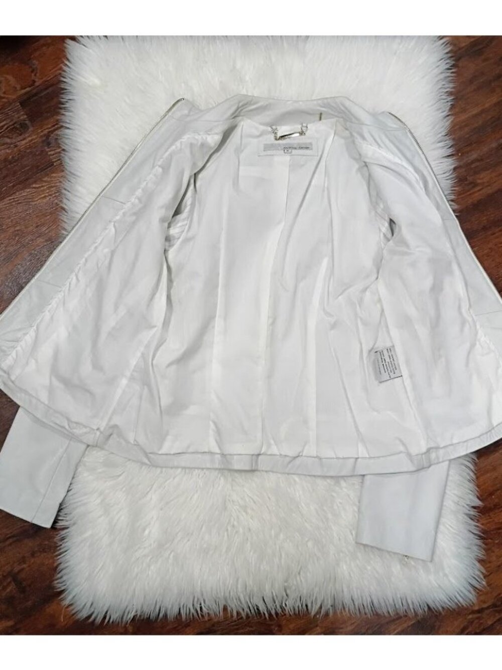 Wilsons Leather M Buttersoft Womens Slate White Clean Preppy Jacket Zip Pockets - Picture 14 of 16